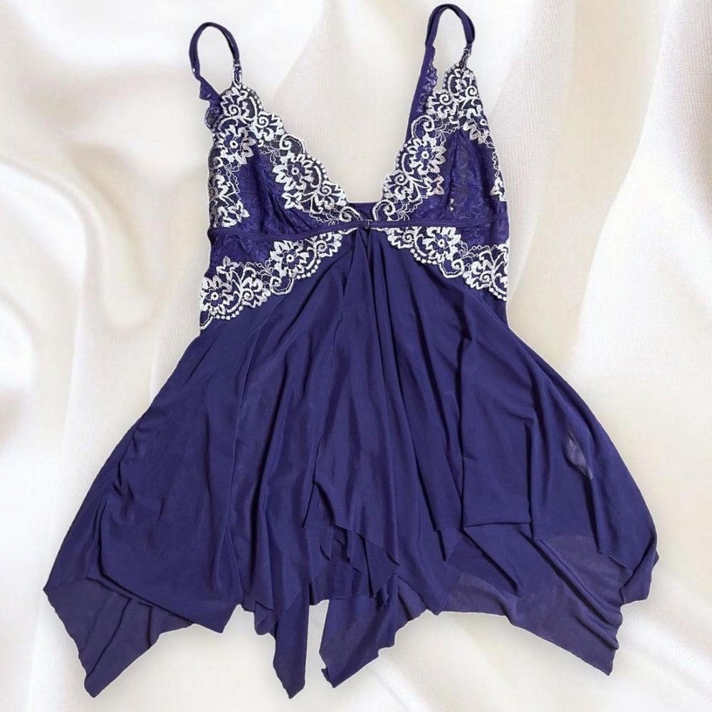 Purple & White Laced Lingerie Open Slip
